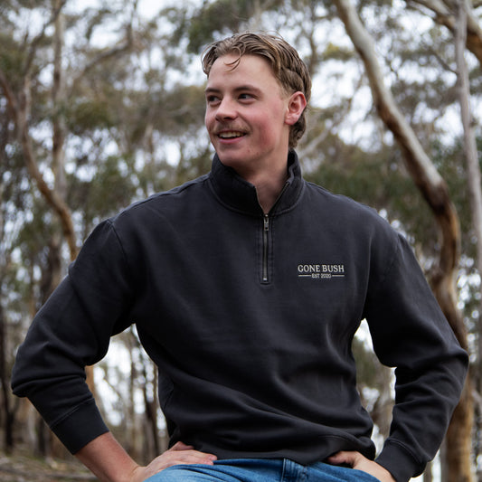 Authentic Faded Quarter Zip - Black