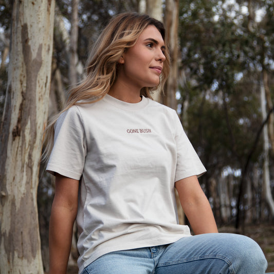 Embroidered Heavy Tee - Bone