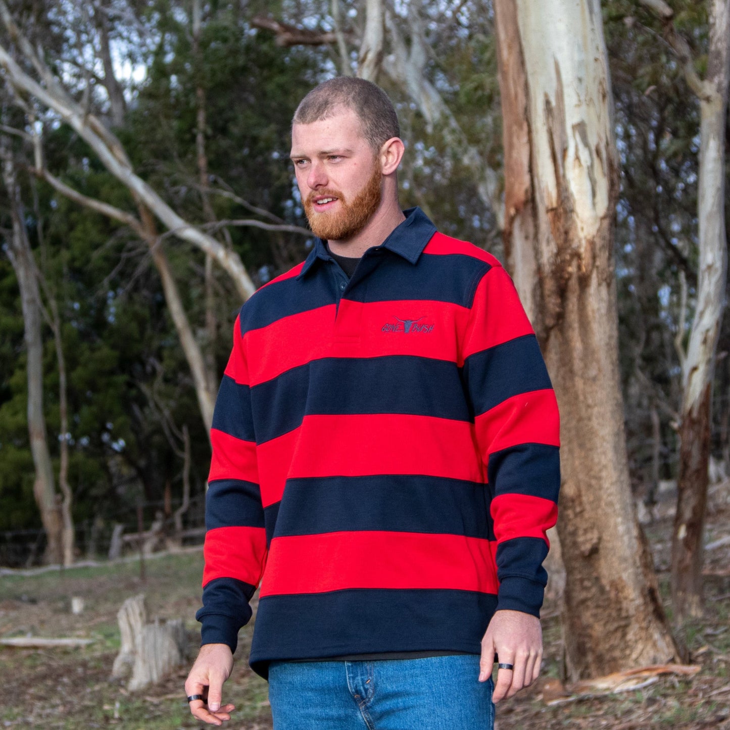 Striped Rugby- Navy/Red
