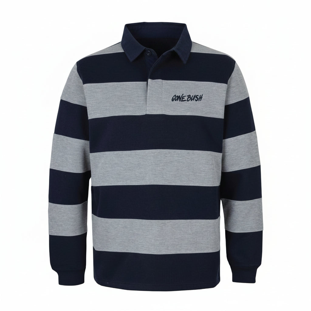 Striped Rugby - Navy/Grey