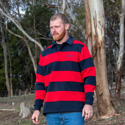 Striped Rugby- Navy/Red