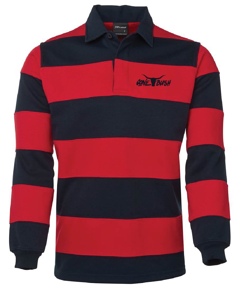 Gone Bush Striped Rugby NAVY/RED